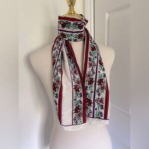Gorgeous Vintage Hattie Carnegie Oblong White Green Purple and Burgundy Scarf